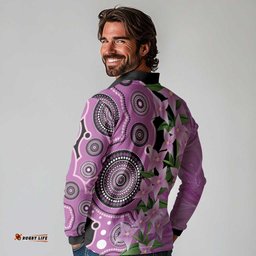Australia Boronia Long Sleeve Polo Shirt Aussie Native Flowers Indigenous Art LT14