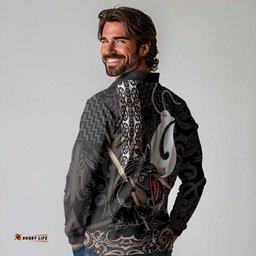 Aotearoa Hei Matau Long Sleeve Polo Shirt Haka Kiwi Mix Maori Mangopare LT14