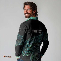 Aotearoa Personalized Lawn Bowls Maori Long Sleeve Polo Shirt New Zealand Paua Shell Tribal Silver Fern LT7