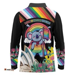 Aussia Pride Month Rainbow Koala Long Sleeve Polo Shirt LT9