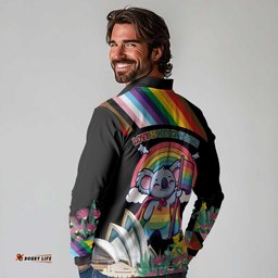 Aussia Pride Month Rainbow Koala Long Sleeve Polo Shirt LT9