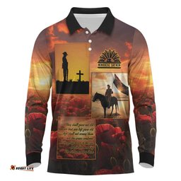 ANZAC Day Film Reel Lest We Forget Long Sleeve Polo Shirt Australia NZ Memorial LT9
