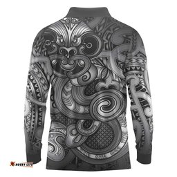 Aotearoa Maori Hei Tiki Long Sleeve Polo Shirt Kiwikiwi Kowhaiwhai Puhoro Motif LT9