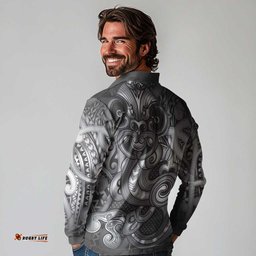 Aotearoa Maori Hei Tiki Long Sleeve Polo Shirt Kiwikiwi Kowhaiwhai Puhoro Motif LT9