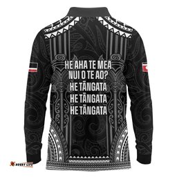 Aotearoa Toitu Te Tiriti Long Sleeve Polo Shirt No Kiwi Without Iwi LT05