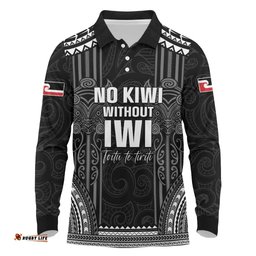 Aotearoa Toitu Te Tiriti Long Sleeve Polo Shirt No Kiwi Without Iwi LT05