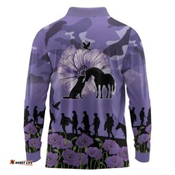 ANZAC Day Long Sleeve Polo Shirt Lest We Forget the Animals Too LT19