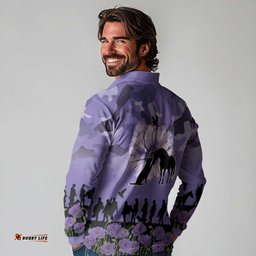 ANZAC Day Long Sleeve Polo Shirt Lest We Forget the Animals Too LT19