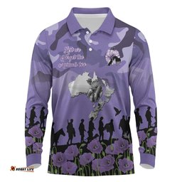 ANZAC Day Long Sleeve Polo Shirt Lest We Forget the Animals Too LT19