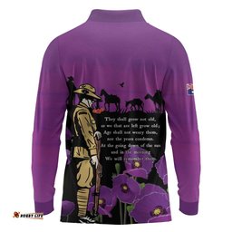 ANZAC Soldier and War Animals Long Sleeve Polo Shirt We Will Remember Them LT15