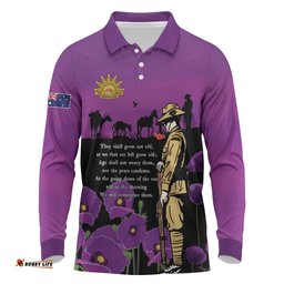 ANZAC Soldier and War Animals Long Sleeve Polo Shirt We Will Remember Them LT15