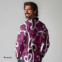Aotearoa Maori Kowhaiwhai Long Sleeve Polo Shirt Mawhero Puhoro and Patiki LT9