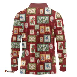 Aussie Birds Christmas La La Land Long Sleeve Polo Shirt Red Vintage Stamp Edition LT9