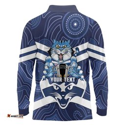 AFL Cats Football Personalised Long Sleeve Polo Shirt Final Geelong Premiers Trophy Aboriginal LT14