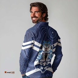 AFL Cats Football Personalised Long Sleeve Polo Shirt Final Geelong Premiers Trophy Aboriginal LT14