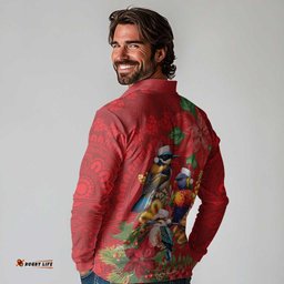 Aussie Native Bird Long Sleeve Polo Shirt Aboriginal Inspired Christmas LT9