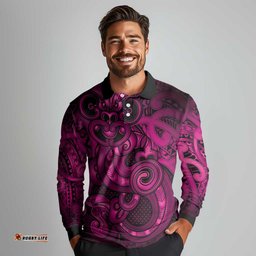 Aotearoa Maori Hei Tiki Long Sleeve Polo Shirt Mawhero Kowhaiwhai Puhoro Motif LT9