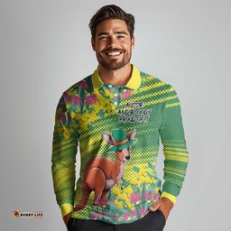 Aussie and Bloody Proud of It Long Sleeve Polo Shirt Happy Australia Day LT9