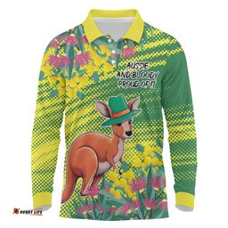 Aussie and Bloody Proud of It Long Sleeve Polo Shirt Happy Australia Day LT9