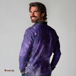 Aotearoa Taniko Matariki Long Sleeve Polo Shirt Cosmic Violet LT7