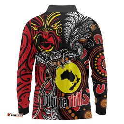 Aotearoa and Australia Toitu Te Tiriti Long Sleeve Polo Shirt Honour the Treaty - Stand Together Stand Stronger LT03
