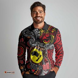 Aotearoa and Australia Toitu Te Tiriti Long Sleeve Polo Shirt Honour the Treaty - Stand Together Stand Stronger LT03