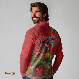 Aussie Rainbow lorikeet Long Sleeve Polo Shirt Aboriginal Inspired Christmas LT9