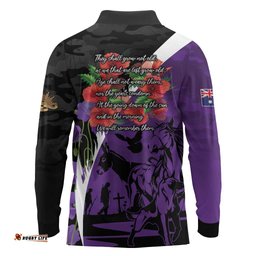 Australia ANZAC Day Long Sleeve Polo Shirt Animals of War - Lest We Forget LT7