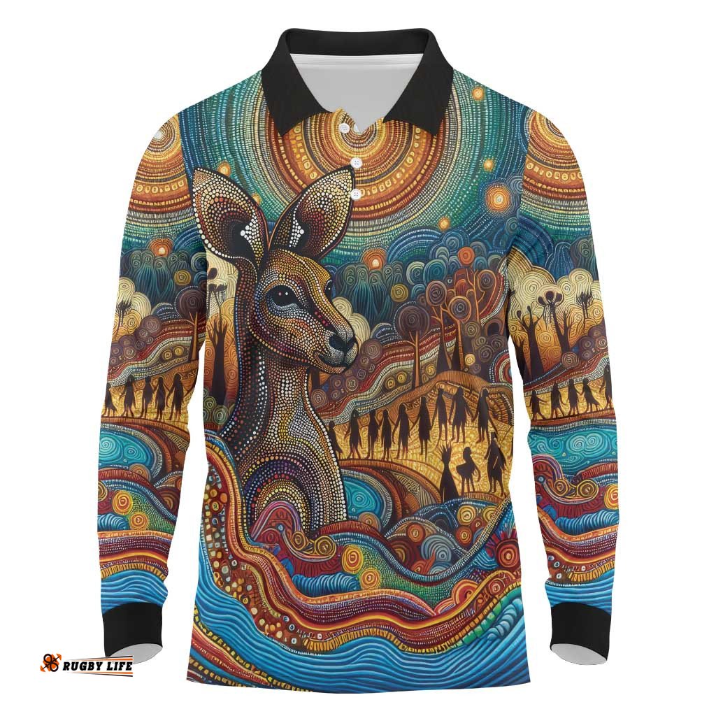 Aboriginal Dreamtime Stories Land Long Sleeve Polo Shirt LT9