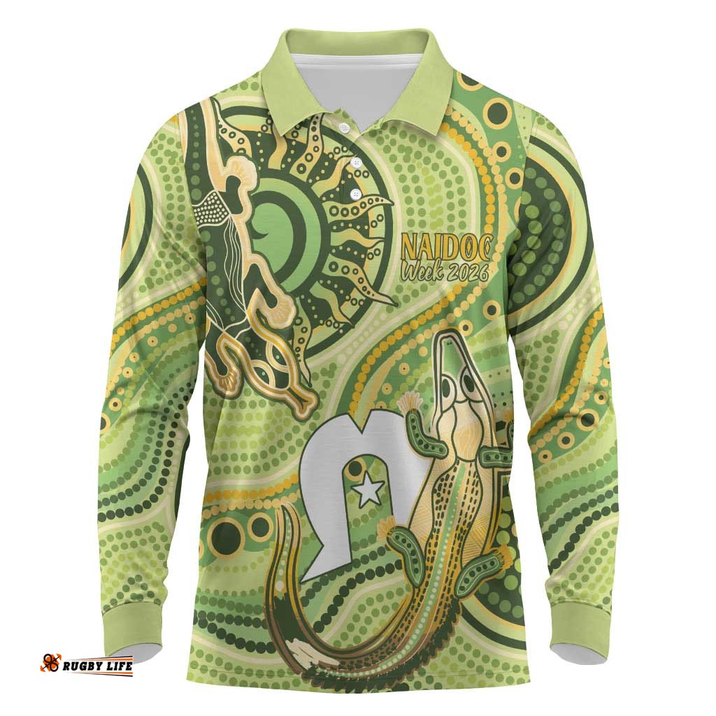 2026 NAIDOC Week 50 Years Deadly Long Sleeve Polo Shirt Flows of Time LT7