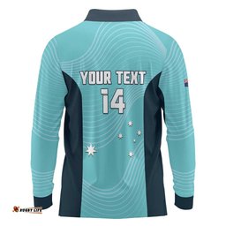 Custom Bowls Australia Long Sleeve Polo Shirt Teal Color Curve Sporty LT14