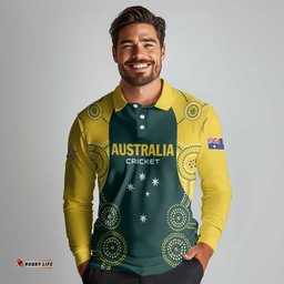 Custom Australia Cricket Long Sleeve Polo Shirt Aussies Champions LT01