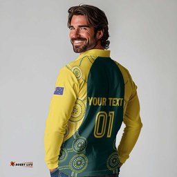 Custom Australia Cricket Long Sleeve Polo Shirt Aussies Champions LT01