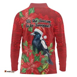 Australian Magpie Long Sleeve Polo Shirt Aboriginal Inspired Christmas LT9
