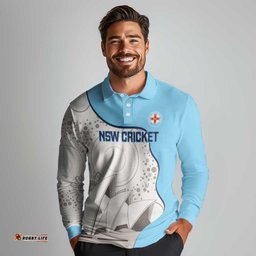 Custom New South Wales Cricket Long Sleeve Polo Shirt Go NSW - Aboriginal Art LT14