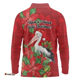 Australian Pelican Long Sleeve Polo Shirt Aboriginal Inspired Christmas LT9