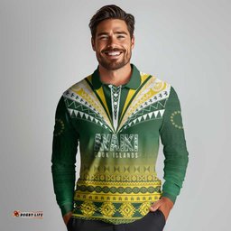 Cook Islands Rugby Custom Long Sleeve Polo Shirt Kuki Avaiki LT7