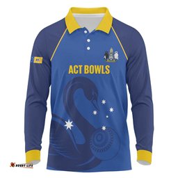 Custom ACT Bowls Australia Long Sleeve Polo Shirt Go Australian Capital Territory Swan LT14