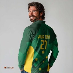 Australia Kangaroo Custom Long Sleeve Polo Shirt Aussie National Color Sporty Pattern LT9