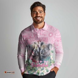 Australia Koala Valentine's Day Long Sleeve Polo Shirt Koalified To Be Your Valentine LT14