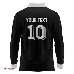 Custom Aotearoa Rugby Long Sleeve Polo Shirt Fern Blacks-Traditional Maori Motifs Design LT03