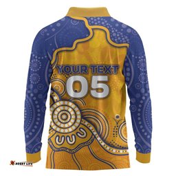 Custom Eagles Football Long Sleeve Polo Shirt Aboriginal Dot Art Pattern DT05