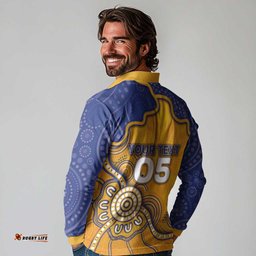Custom Eagles Football Long Sleeve Polo Shirt Aboriginal Dot Art Pattern DT05