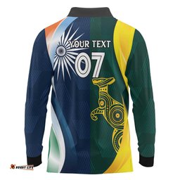 Custom India and Australia Cricket Long Sleeve Polo Shirt Special Half-Half Mix LT7