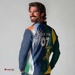 Custom India and Australia Cricket Long Sleeve Polo Shirt Special Half-Half Mix LT7