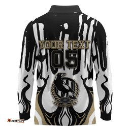 Custom Collingwood Black Long Sleeve Polo Shirt Unique Style DT05