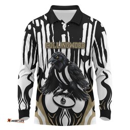 Custom Collingwood Black Long Sleeve Polo Shirt Unique Style DT05