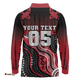 Custom Essendon Go Bombers Long Sleeve Polo Shirt Don The Sash DT05