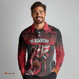 Custom Essendon Go Bombers Long Sleeve Polo Shirt Don The Sash DT05