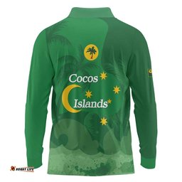 Australia Cocos Keeling Islands Long Sleeve Polo Shirt Southern Cross Palm Tree Pattern LT14